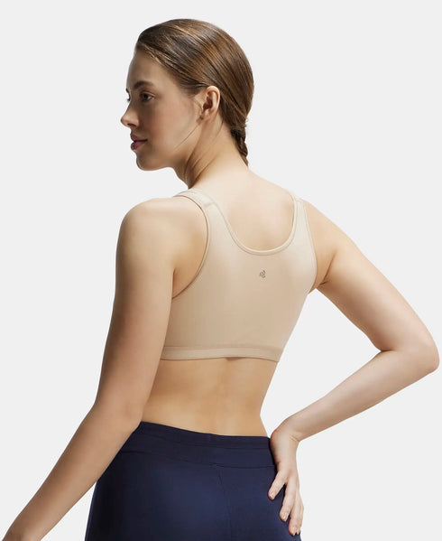 Jockey Wirefree Non Padded Cotton Stretch Full Coverage Slip-On Active Bra with Wider Straps and Moisture Move Treatment - Skin
