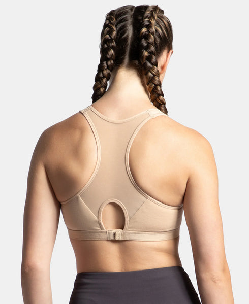 Jockey Wirefree Padded Cotton Stretch Full Coverage Racerback Active Bra with StayFresh and Moisture Move Treatment - Skin