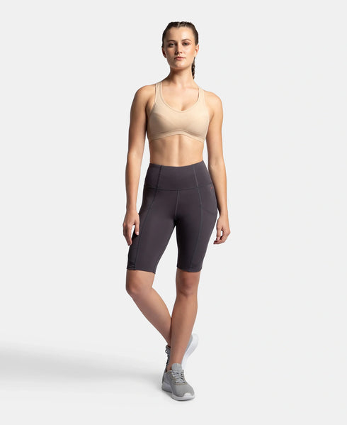 Jockey Wirefree Padded Cotton Stretch Full Coverage Racerback Active Bra with StayFresh and Moisture Move Treatment - Skin