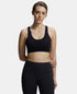 Jockey Wirefree Padded Cotton Stretch Full Coverage Racerback Styling Active Bra with StayFresh and Moisture Move Treatment - Black