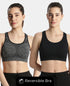 Jockey Wirefree Non Padded Micro Touch Nylon Full Coverage Reversible Active Bra With StayFresh Treatment - Black Melange