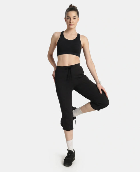 Jockey Wirefree Non Padded Micro Touch Nylon Full Coverage Reversible Active Bra With StayFresh Treatment - Black Melange