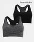 Jockey Wirefree Non Padded Micro Touch Nylon Full Coverage Reversible Active Bra With StayFresh Treatment - Black Melange
