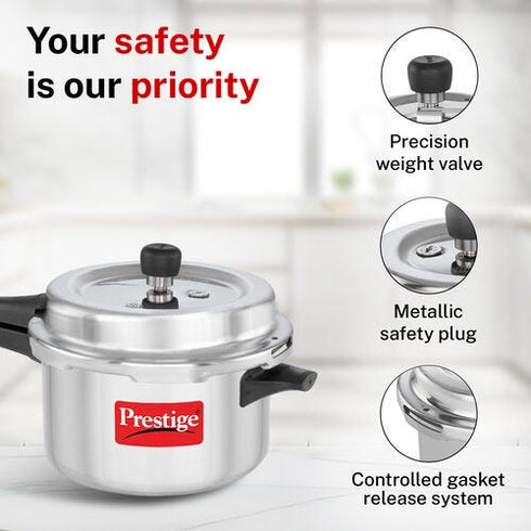 Prestige 4 Litre Aluminium Popular Svachh Outer Lid Pressure Cooker 4 L