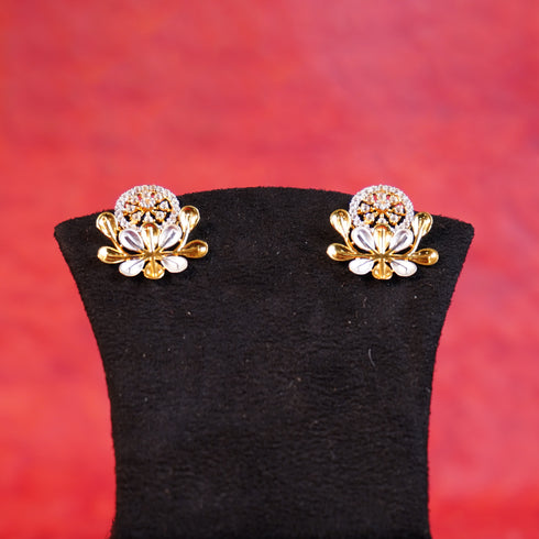 22 Carat Gold Flower And Wheel Ear Rings With Stones 6.96g by Mahita Collections