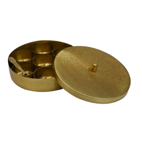 Round Brass Masala Container 429g