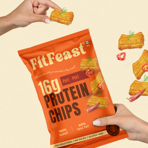 Fitfeast Protein Chips Assorted 2 Peri Peri 1 Cream & Onion (Pack of 3)