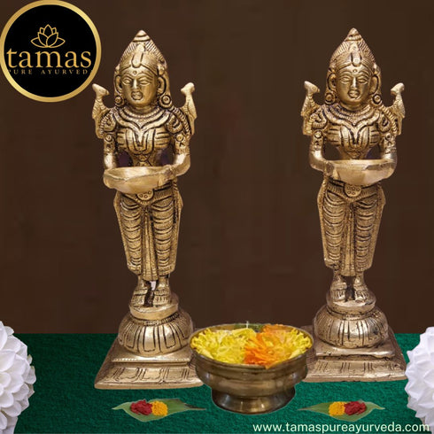 Tamas Brass Handcrafted Pavai Lamp with Antique Finish