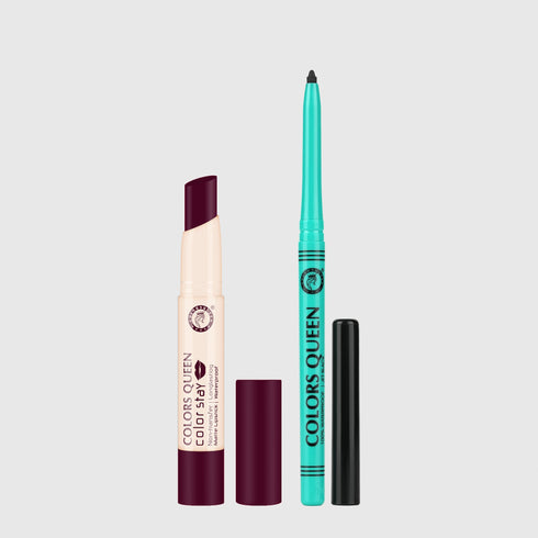 Colors Queen Color Stay Non-Transfer Lipstick and Bold Eyes Auto Kajal Combo