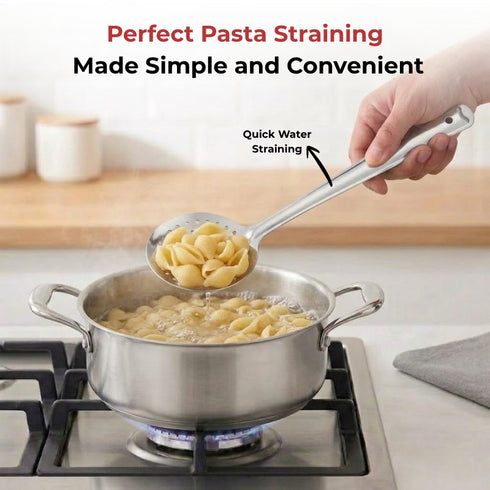 Vinod Stainless Steel Cooking Skimmer Steel Jharni Jhara Set of 2 30 cm Highest Grade Stainless Steel Mirror Finish Rust Free No 4