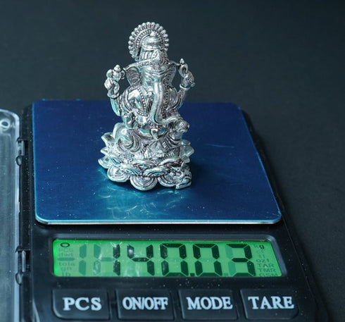 Pure Silver Antique Lotus Ganesh 140g By Mahita Collections