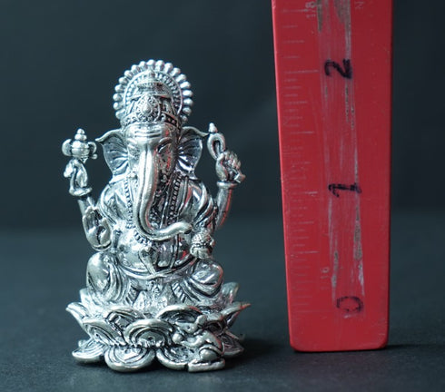 Pure Silver Antique Lotus Ganesh 140g By Mahita Collections