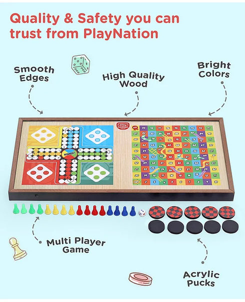 Play Nation 3-in-1 Fastest Finger First Wooden Board Game