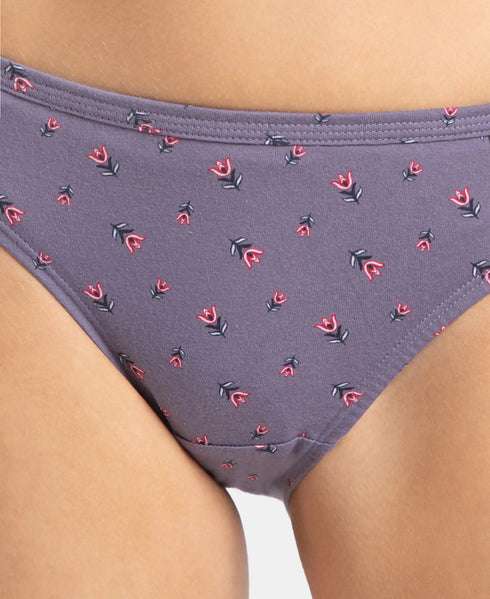 Jockey Medium Coverage Cotton Bikini with Concealed Waistband | Dark Prints | Pack of 3