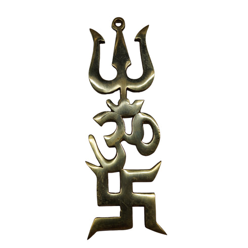 Brass Swastik Om Trishul Showpiece 161g Pack of 1