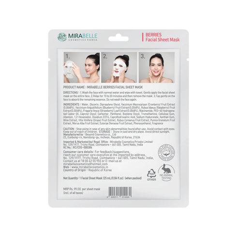 Mirabelle Korea Berries Facial Sheet Mask