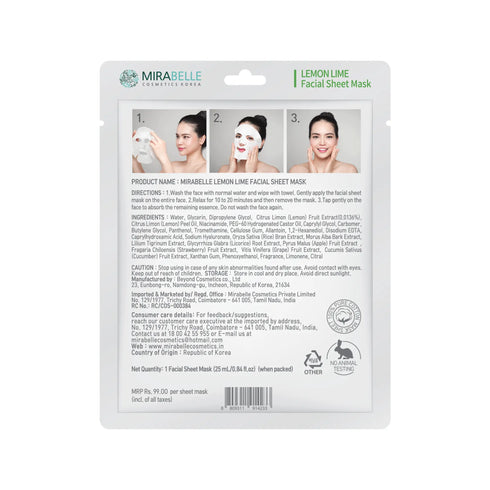 Mirabelle Korea Lemon Lime Facial Sheet Mask