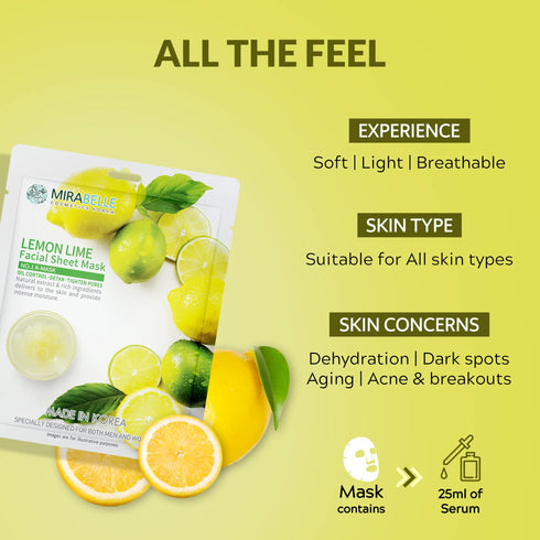 Mirabelle Korea Lemon Lime Facial Sheet Mask