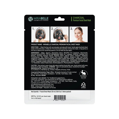 Mirabelle Korea Charcoal Facial Sheet Mask