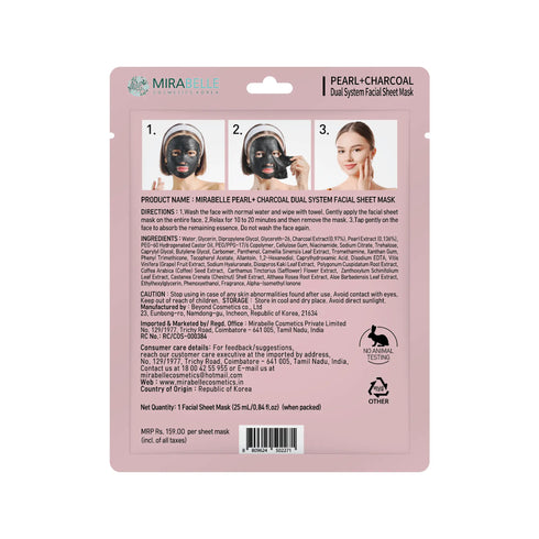 Mirabelle Korea Pearl Charcoal Dual System Facial Sheet Mask