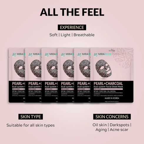 Mirabelle Korea Pearl Charcoal Dual System Facial Sheet Mask