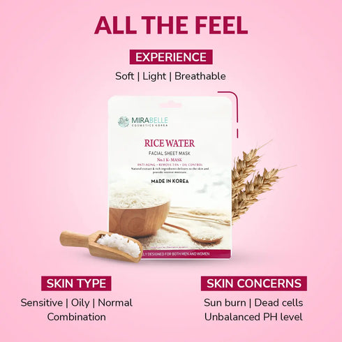 Mirabelle Korea Rice Water Facial Sheet Mask