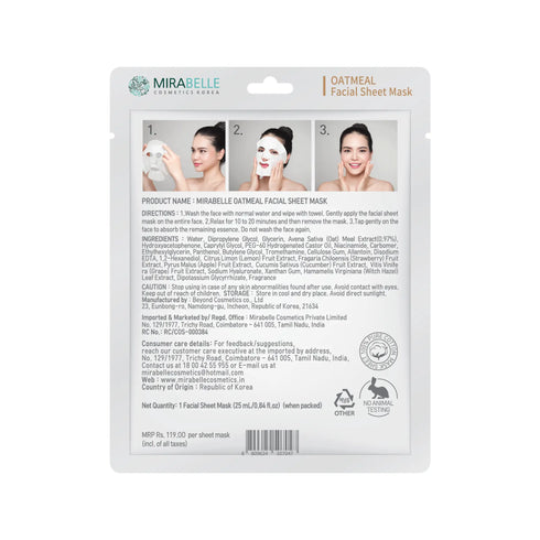 Mirabelle Korea Oat Meal Facial Sheet Mask