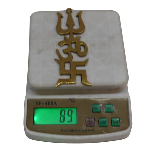 Brass Swastik Om Trishul Showpiece 89g Pack of 2
