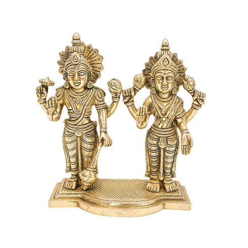 Brass Standing Vishnu Lakshmi Idol 1997g