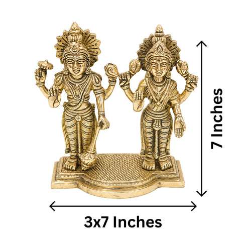 Brass Standing Vishnu Lakshmi Idol 1997g