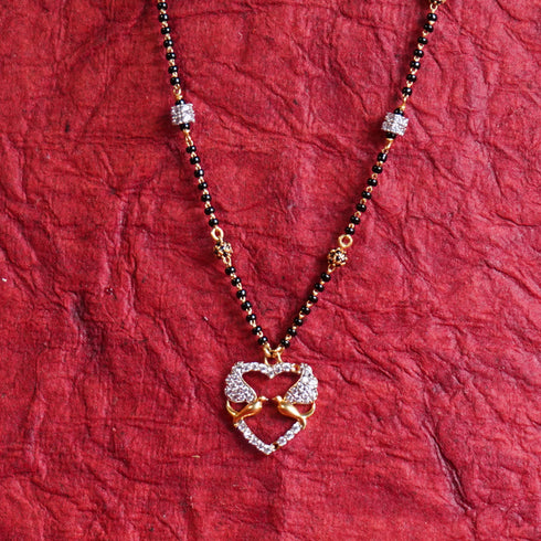 22 Carat Gold Black Beads With Birds With Heart Symbol Mangalsutra 7.59g by Mahita Collections