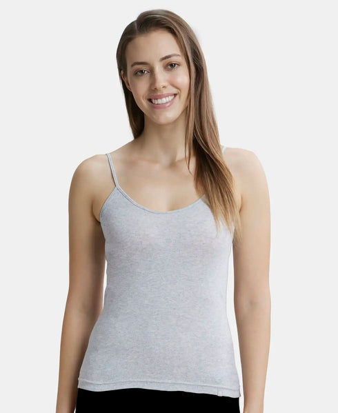 Jockey Women Cotton Rib Camisole | Steel Grey Melange & Light Skin