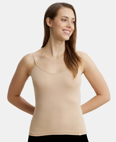 Jockey Women Cotton Rib Camisole | Steel Grey Melange & Light Skin