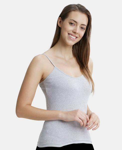 Jockey Women Cotton Rib Camisole | Steel Grey Melange & Light Skin