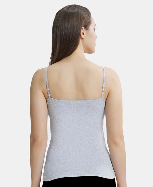 Jockey Women Cotton Rib Camisole | Steel Grey Melange & Light Skin