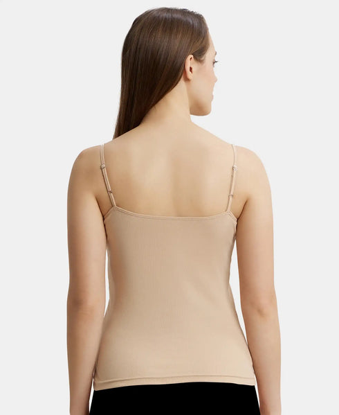 Jockey Women Cotton Rib Camisole | Steel Grey Melange & Light Skin