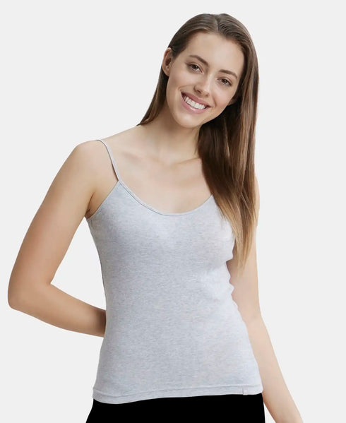 Jockey Women Cotton Rib Camisole | Steel Grey Melange & Light Skin