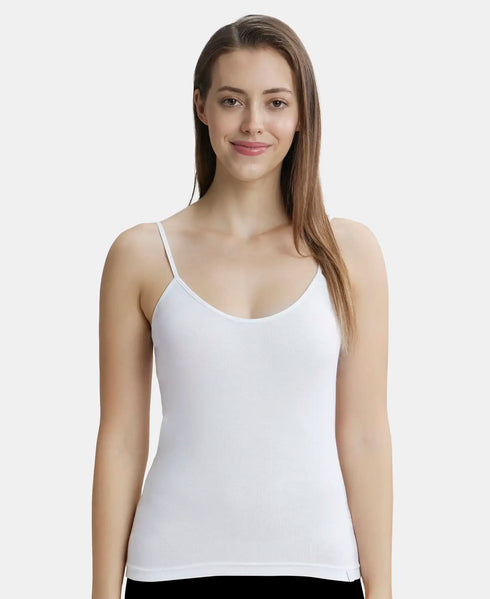 Jockey Women Super Combed Cotton Rib Camisole | White