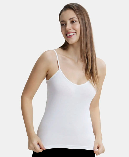 Jockey Women Super Combed Cotton Rib Camisole | White