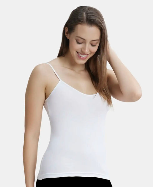 Jockey Women Super Combed Cotton Rib Camisole | White