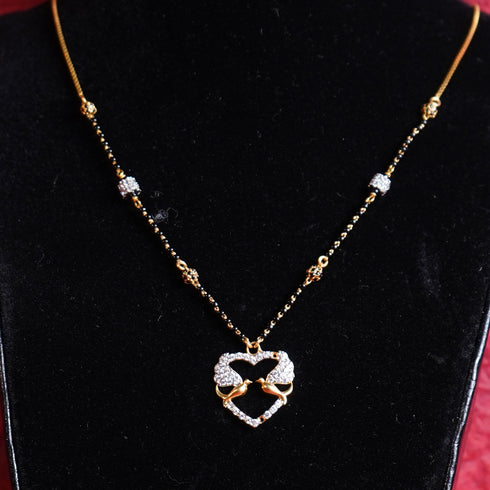 22 Carat Gold Black Beads With Birds With Heart Symbol Mangalsutra 7.59g by Mahita Collections
