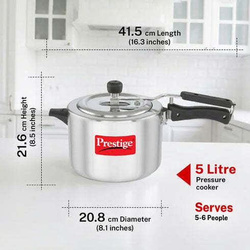 Prestige Nakshatra Plus Svachh Aluminium Spillage Control Pressure Cooker 5 L Silver