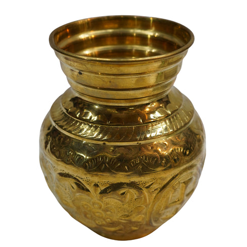 Brass Pooja Kalash with Design 310g Pack of 1