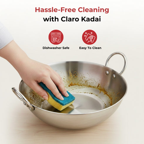Vinod Claro Heavy Gauge Stainless Steel Plain Kadai 2.5 mm 800 ml