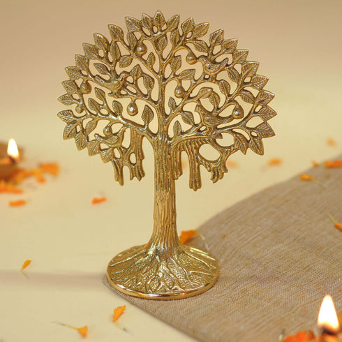 Pure Brass Kalpvriksh Tree with Birds (7 inch)