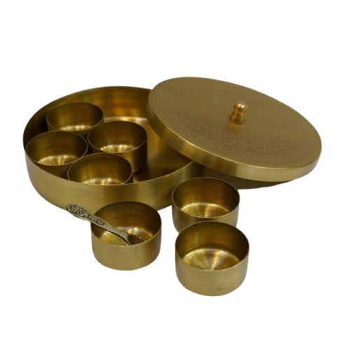 Round Brass Masala Container 429g