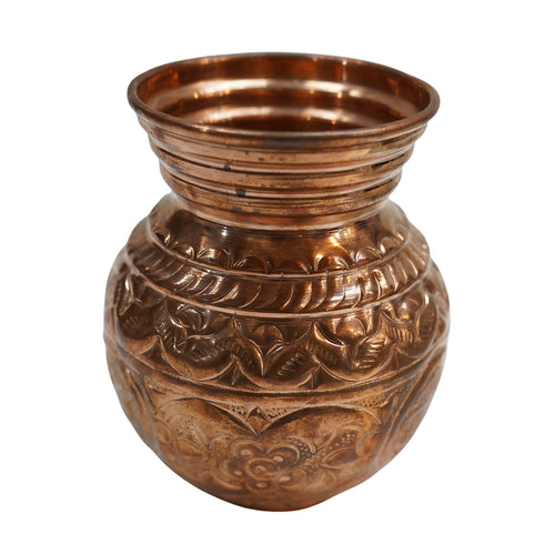Copper Pooja Kalash with Design 255g Pack of 1