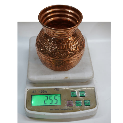 Copper Pooja Kalash with Design 255g Pack of 1