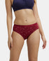 Jockey High Coverage Cotton Hipster With Ultrasoft Exposed Waistband | Dark Prints | Pack of 3