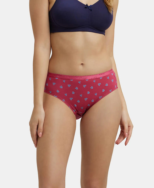 Jockey High Coverage Cotton Hipster With Ultrasoft Exposed Waistband | Dark Prints | Pack of 3